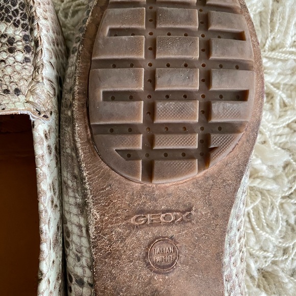 GEOX Leather Respira Snake Print Mules Loafers Driving Shoes - Picture 4 of 16
